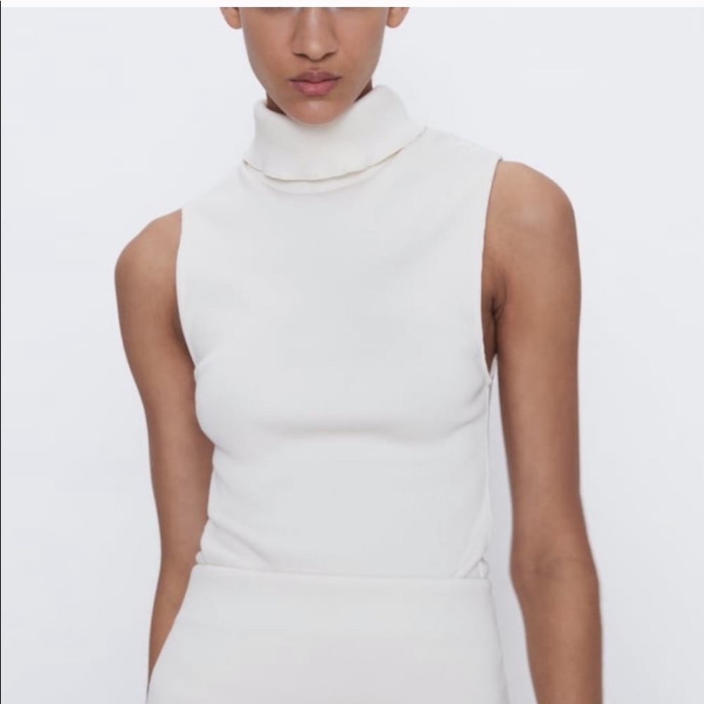 Zara ribbed sleeveless turtleneck sweater